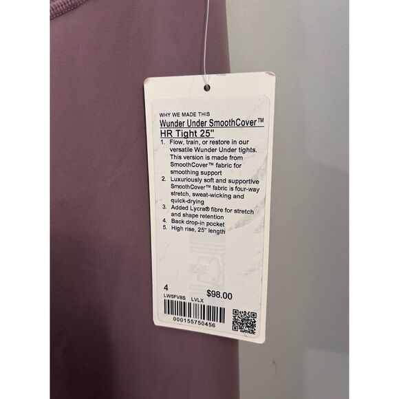 Lululemon Wunder Under SmoothCover High-Rise Tight 25" lavander lux Size 4 NWT - Picture 4 of 6